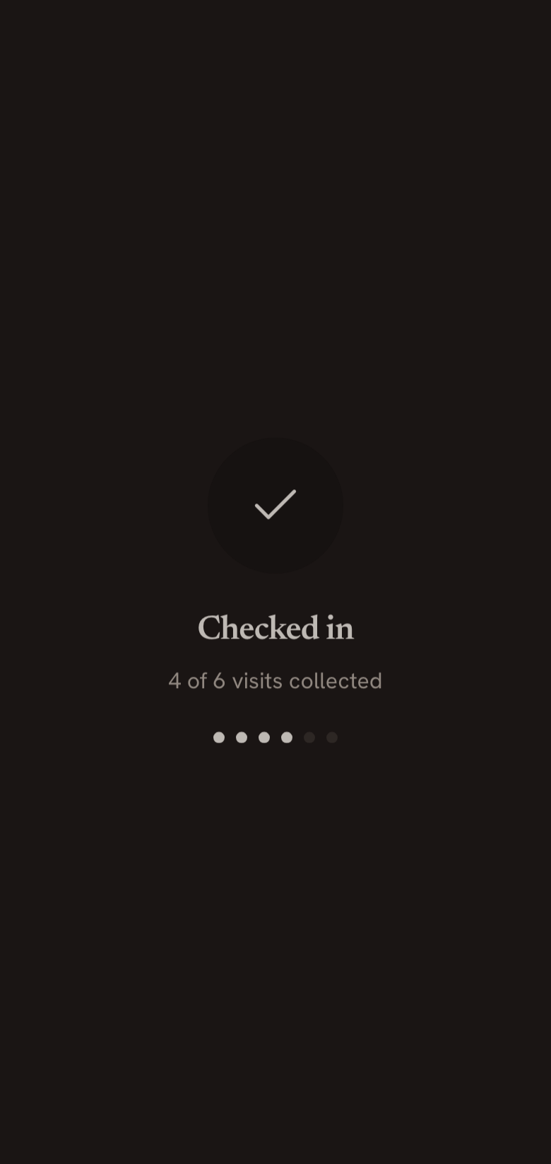The check-in confirmation in the Ventzon app